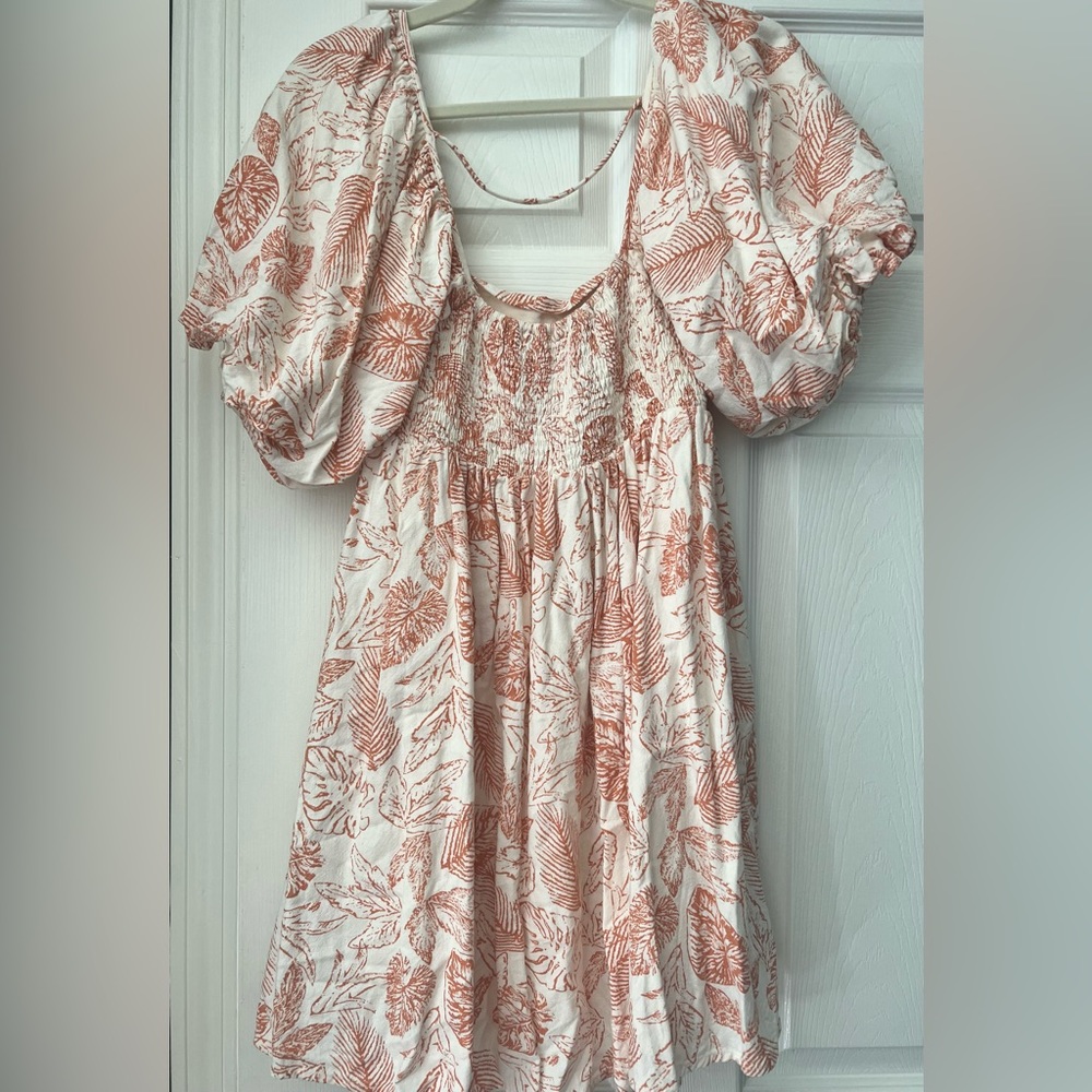 Better Together Cream Floral Puff Sleeve Midi Dress Size M